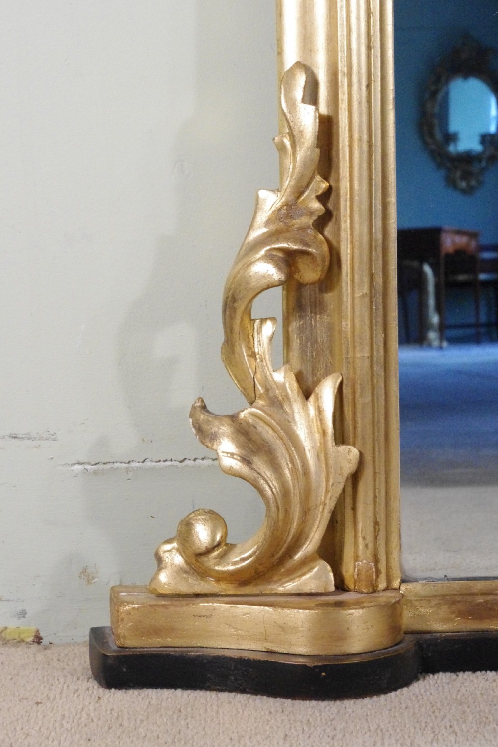 English Victorian Gilt Large Arch Top Overmantle Mirror  View IV