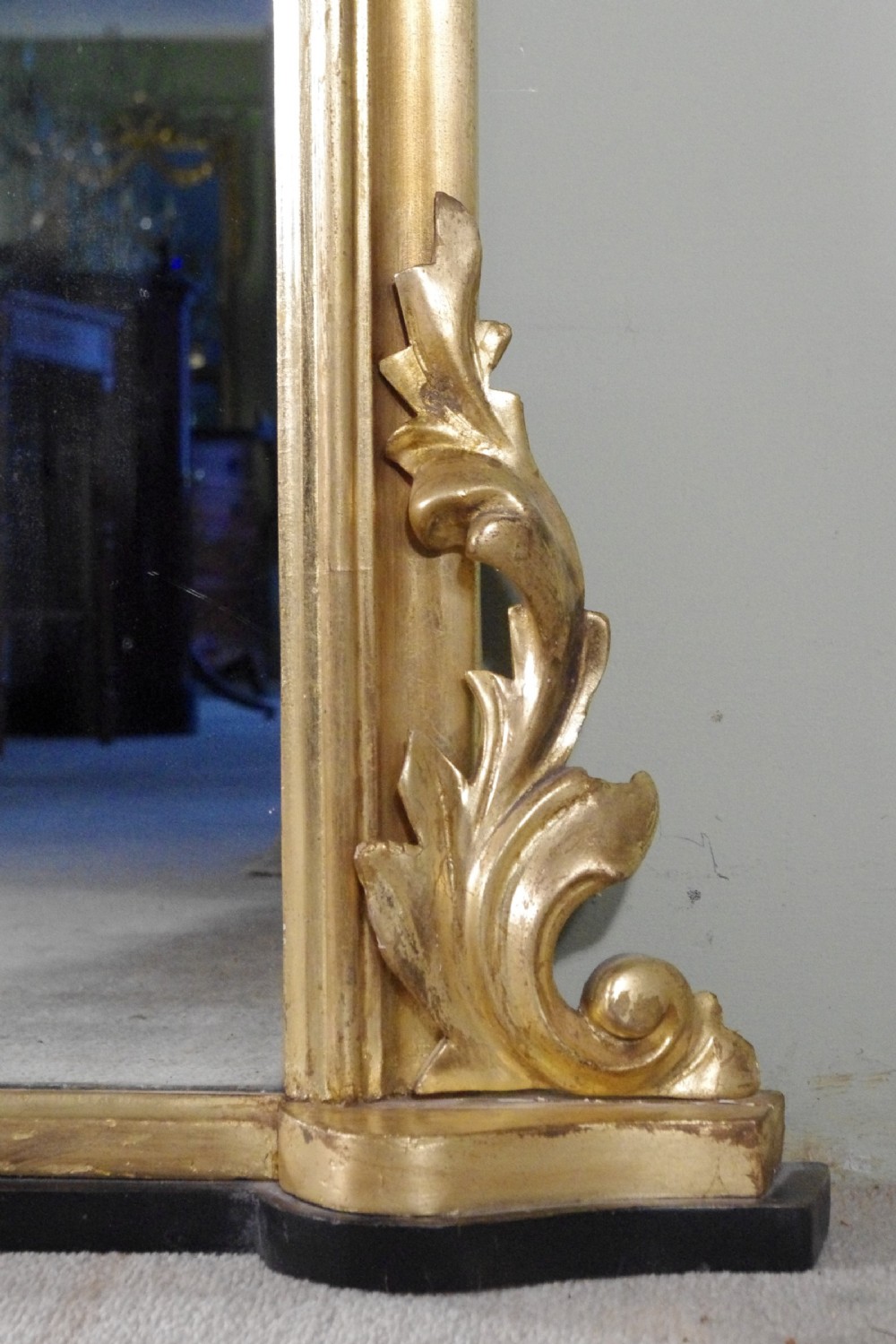 English Victorian Gilt Large Arch Top Overmantle Mirror  View V