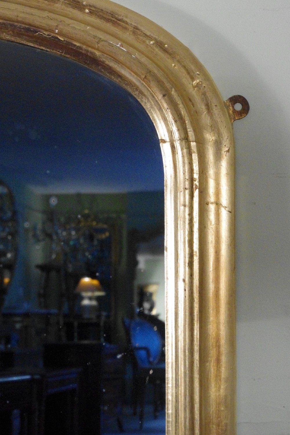 English Victorian Gilt Large Arch Top Overmantle Mirror  View VI