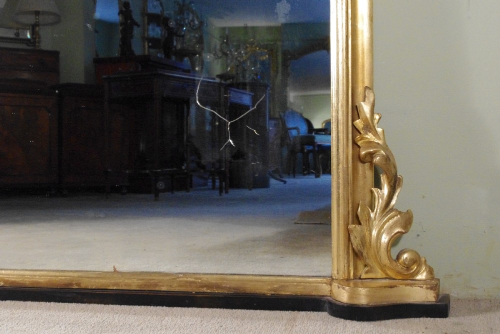 English Victorian Gilt Large Arch Top Overmantle Mirror  View IX