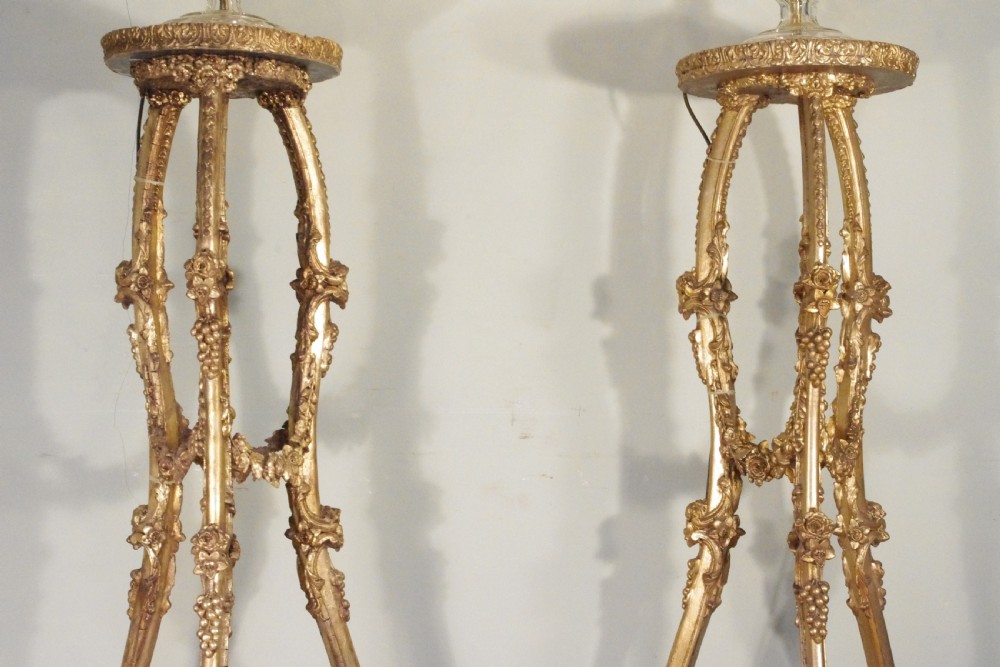 Stunning Pair of Crystal Candelabra Lights on Gilt Torcheres View IV