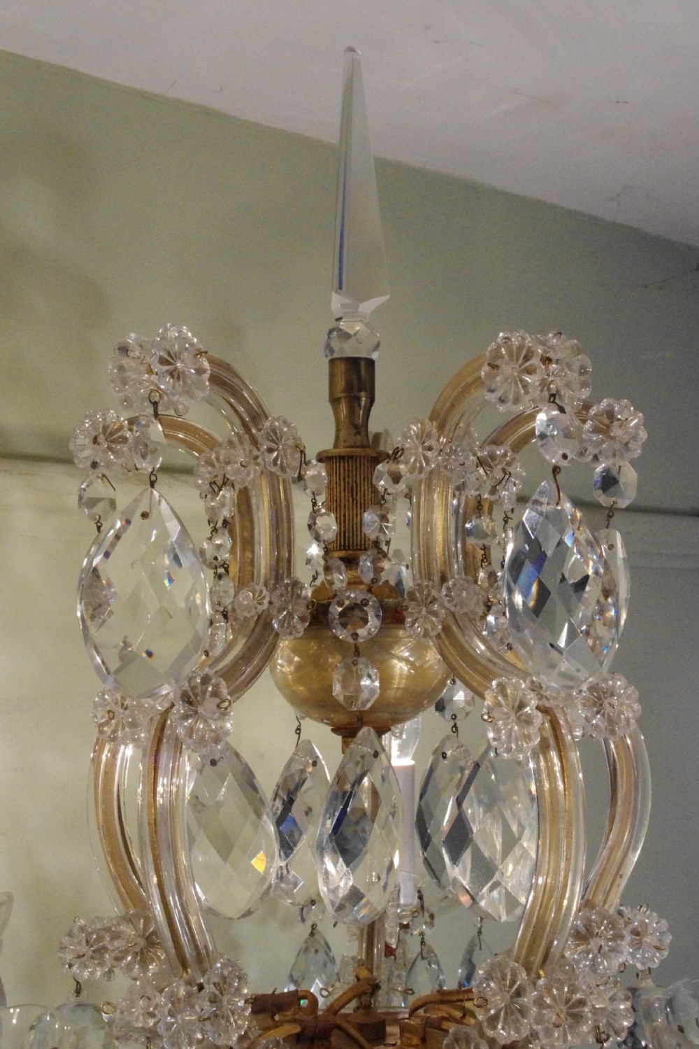 Stunning Pair of Crystal Candelabra Lights on Gilt Torcheres View VII