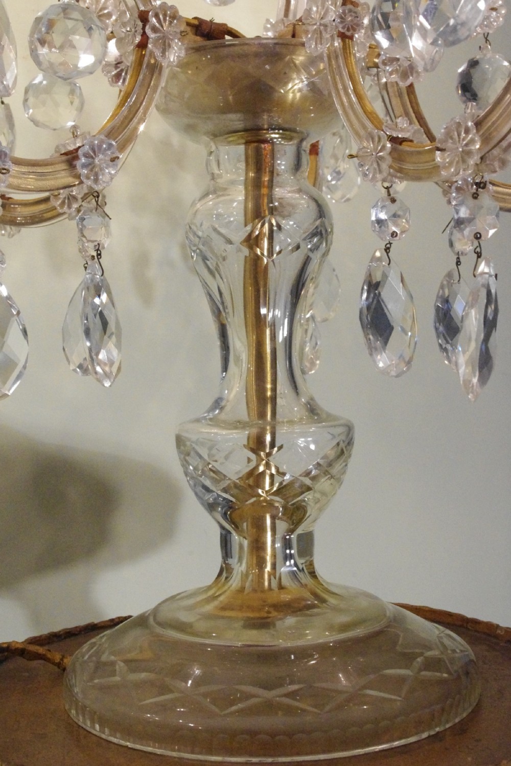 Stunning Pair of Crystal Candelabra Lights on Gilt Torcheres View VIII