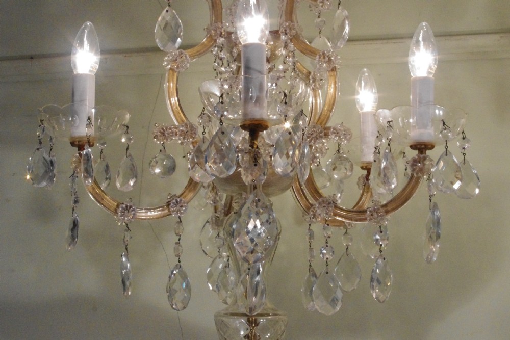 Stunning Pair of Crystal Candelabra Lights on Gilt Torcheres View IX