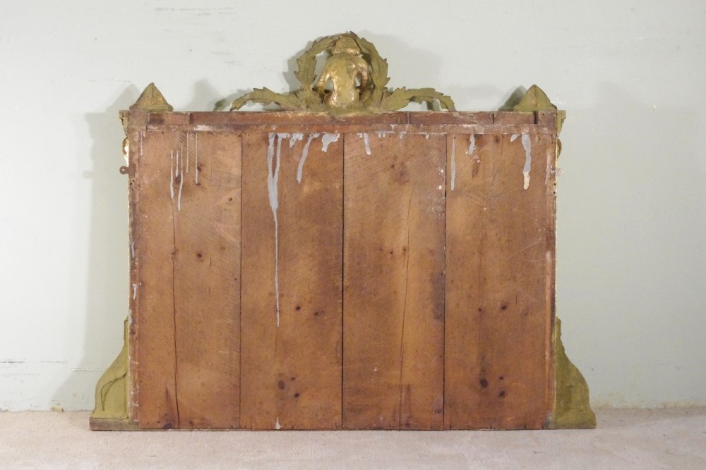 English Victorian Gilt Large Overmantle Mirror with Putto Cresting View VIII