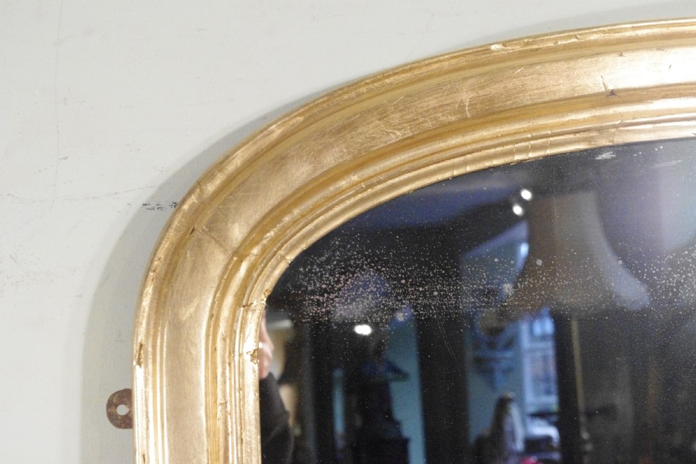 English Victorian Gilt Large Arch top Overmantle Mirror View IV