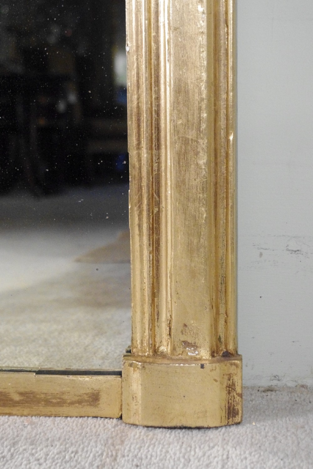 English Victorian Gilt Large Arch top Overmantle Mirror View V