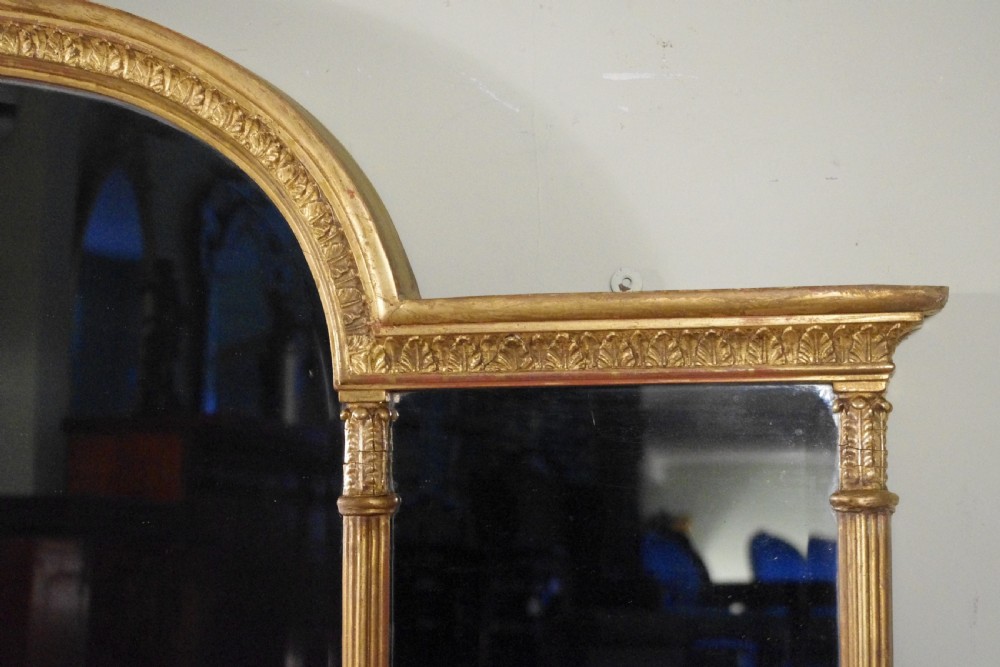 English Victorian Gilt Large Triple Plate Overmantle Mirror View IV