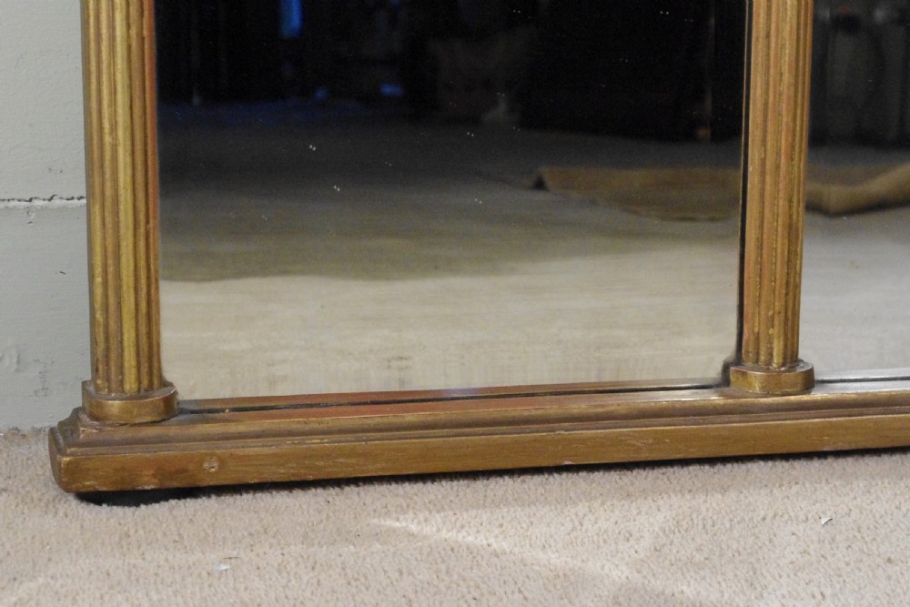 English Victorian Gilt Large Triple Plate Overmantle Mirror View IX