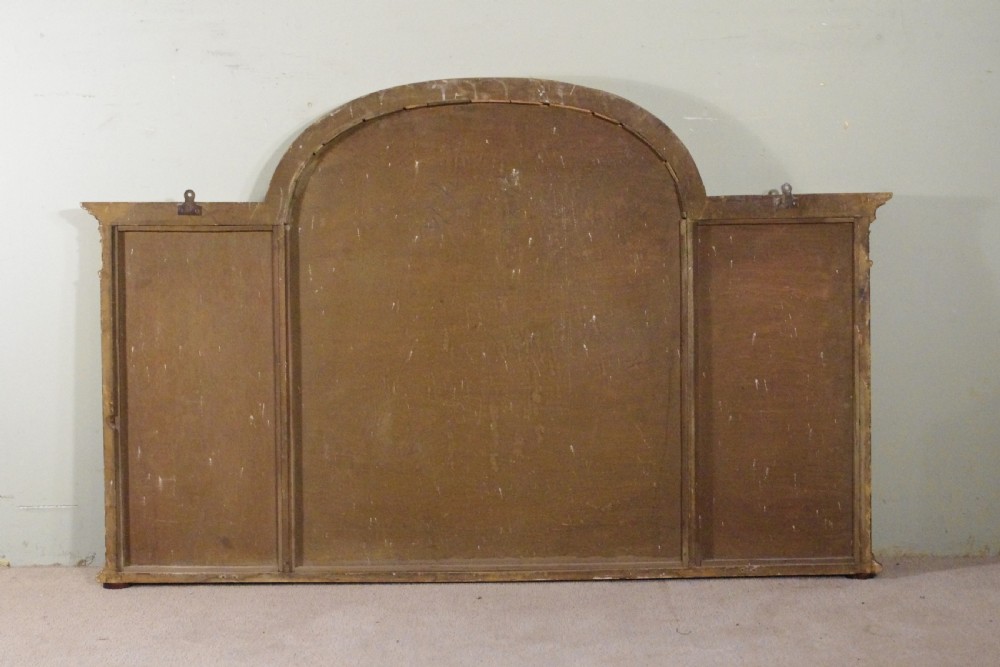 English Victorian Gilt Large Triple Plate Overmantle Mirror View X