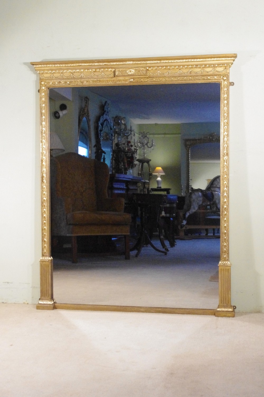 English Victorian Gilt Large Overmantle Mirror by James Shoolbred