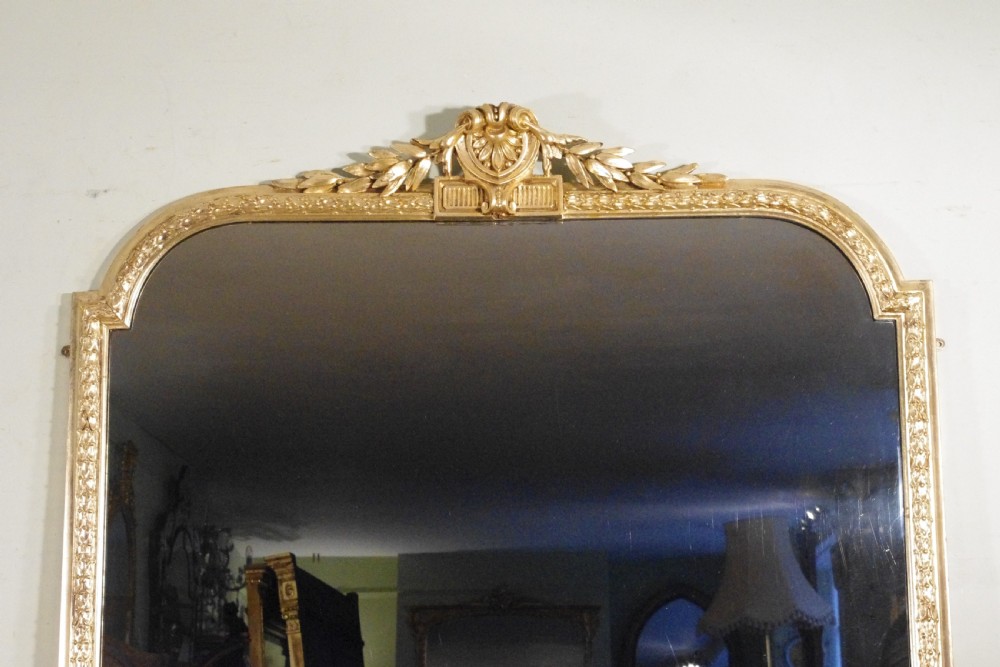 English Victorian Gilt Large Overmantle Mirror View II