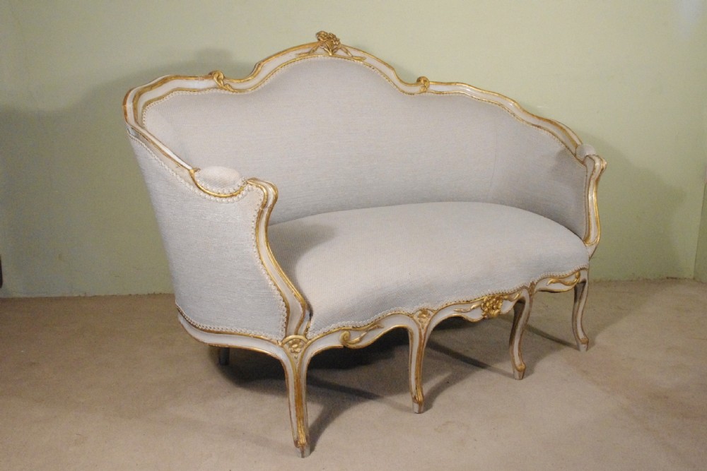 French Louis XV Style Painted and Parcel-Gilt Two Seater Sofa View II