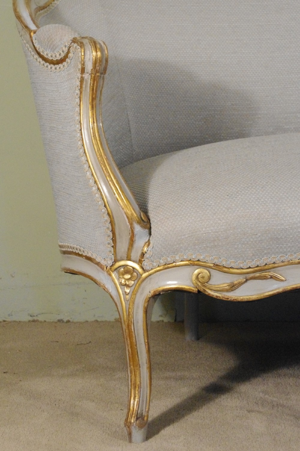 French Louis XV Style Painted and Parcel-Gilt Two Seater Sofa View IV