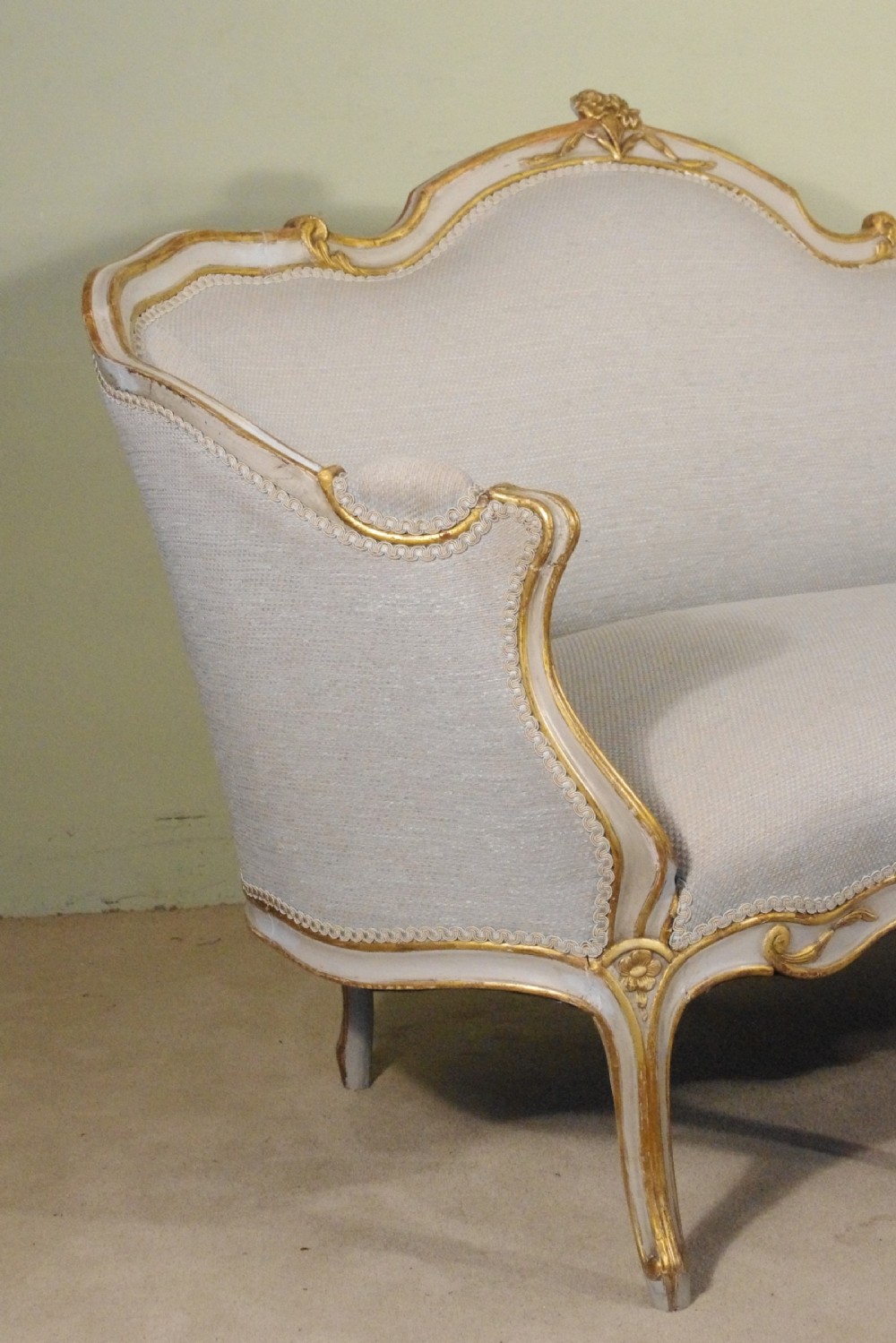 French Louis XV Style Painted and Parcel-Gilt Two Seater Sofa View V