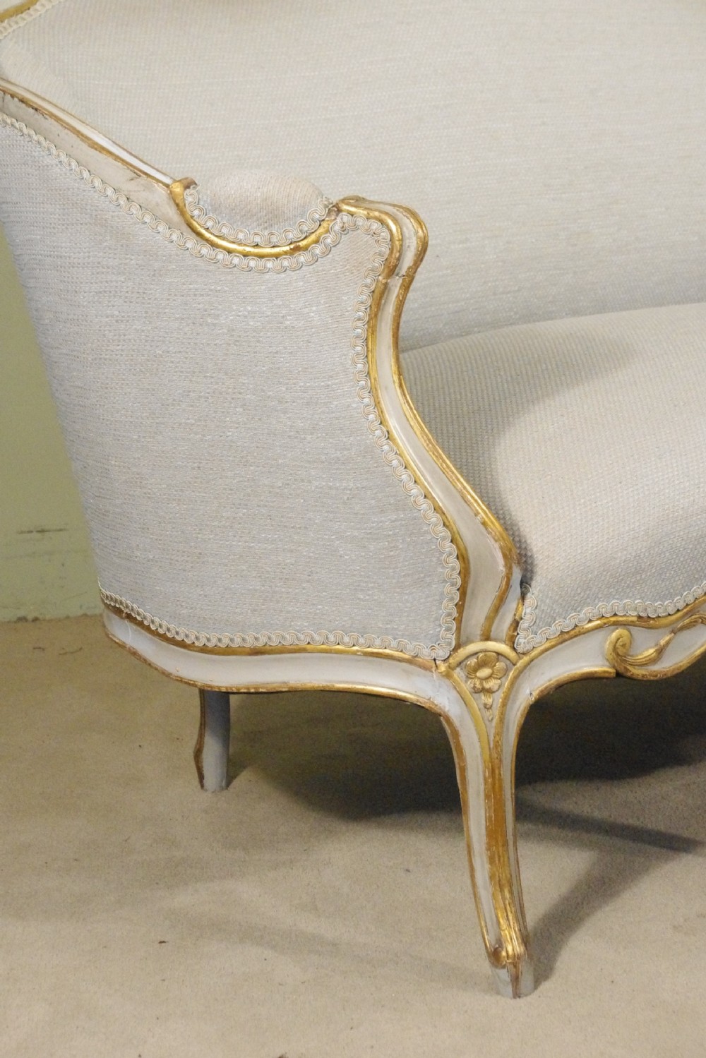 French Louis XV Style Painted and Parcel-Gilt Two Seater Sofa View VI