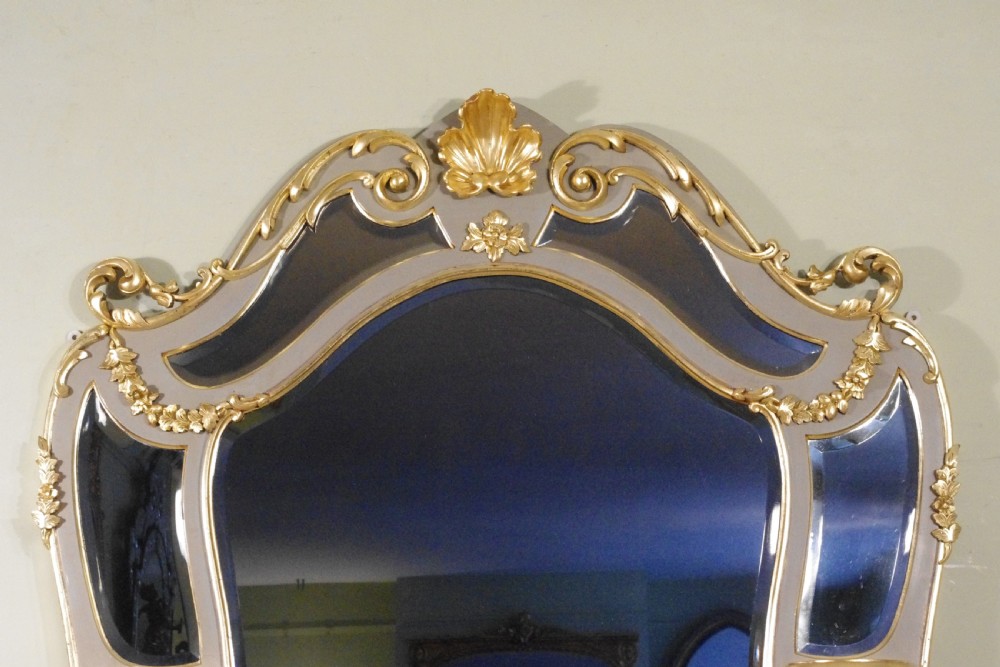 Victoian Painted and Parcel-Gilt Overmantle Mirror with Brackets View III