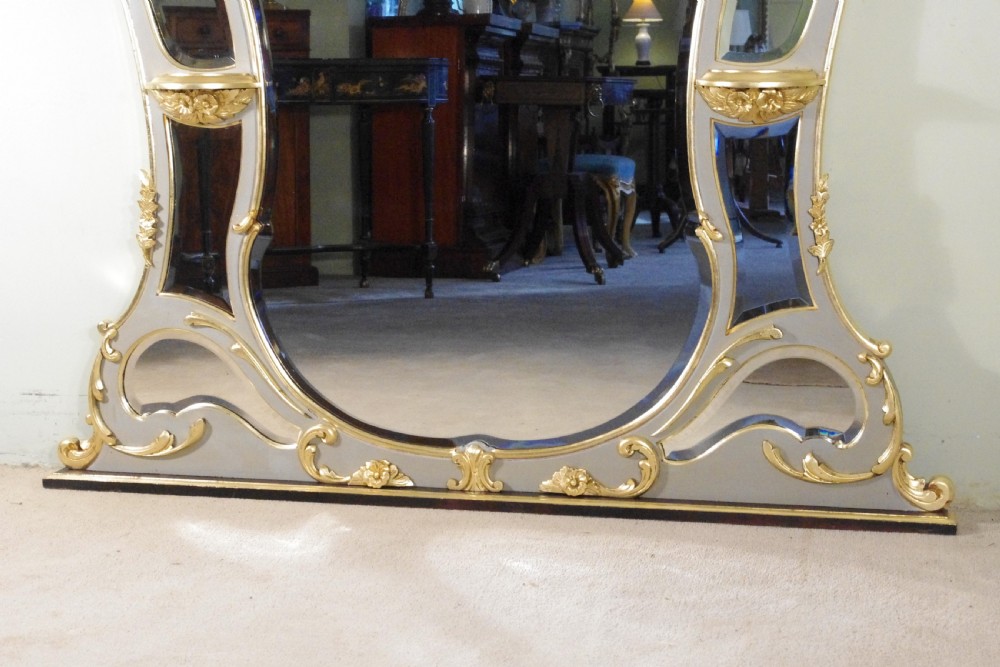 Victoian Painted and Parcel-Gilt Overmantle Mirror with Brackets View IV