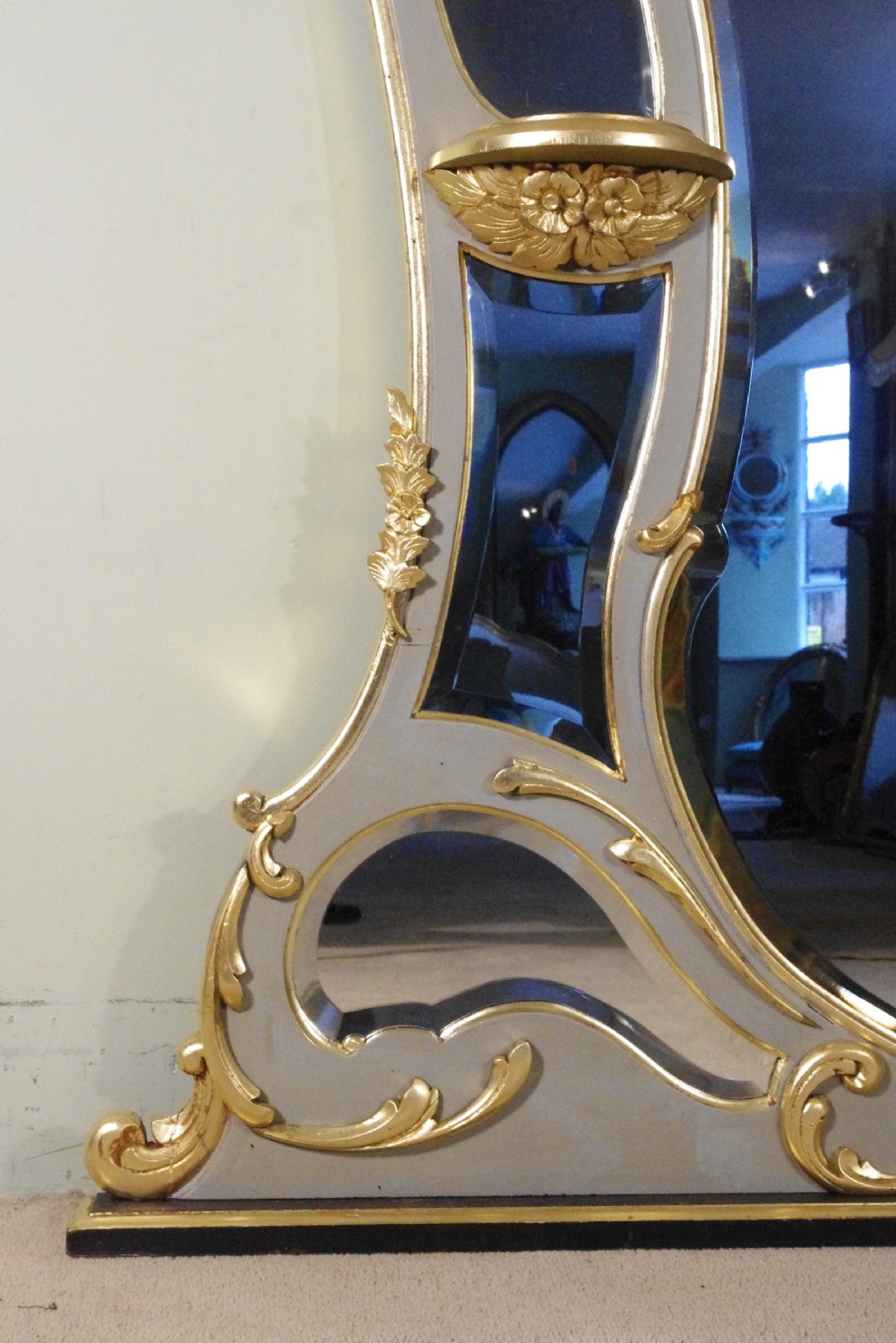 Victoian Painted and Parcel-Gilt Overmantle Mirror with Brackets View X