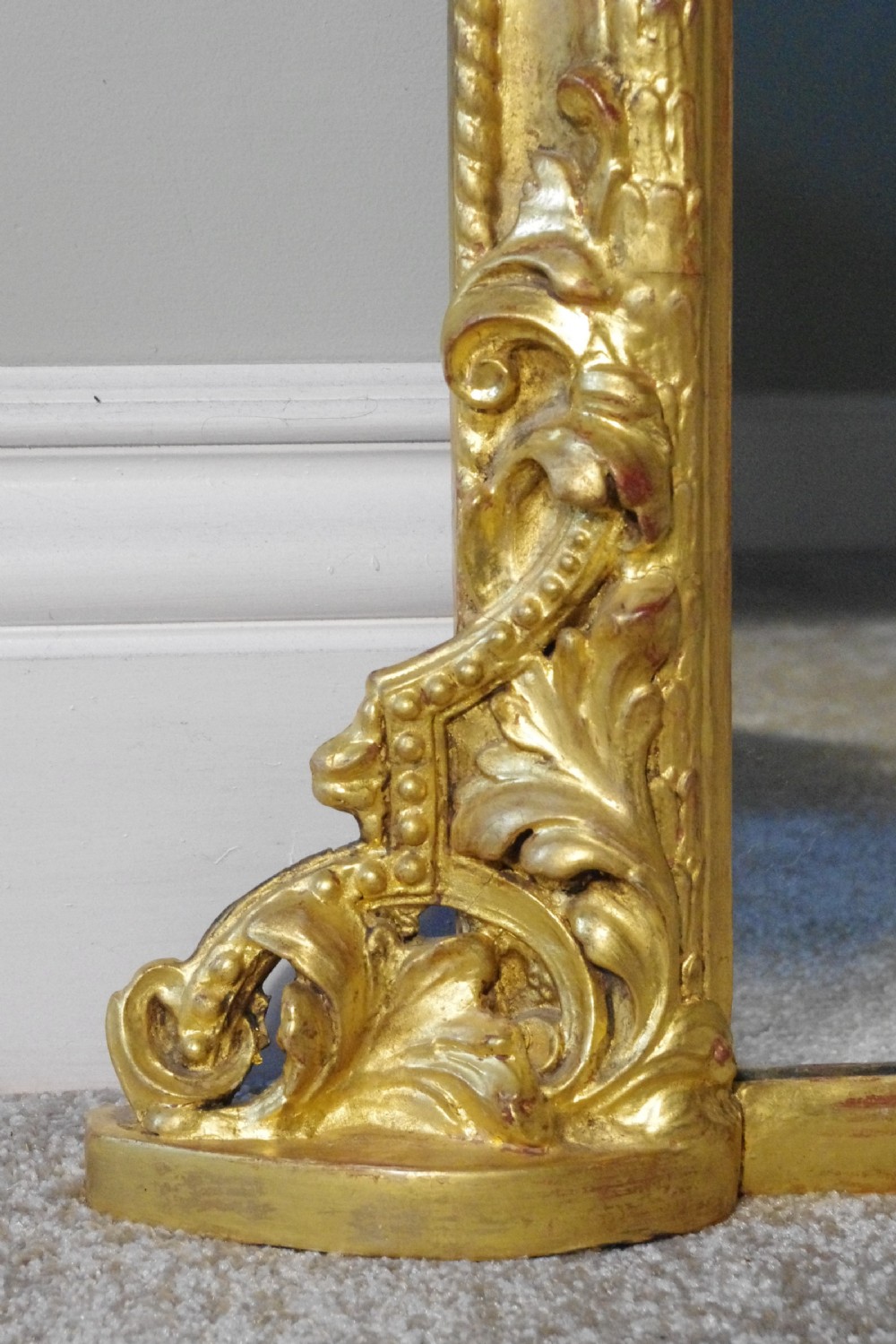 Gilt Large Arch Top Overmantle Mirror with Prince of Wales Feathers  View V