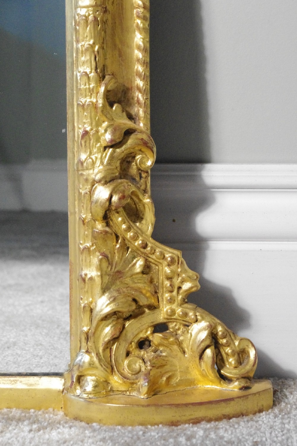 Gilt Large Arch Top Overmantle Mirror with Prince of Wales Feathers  View VI