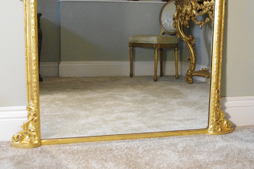 Gilt Large Arch Top Overmantle Mirror with Prince of Wales Feathers  View VII