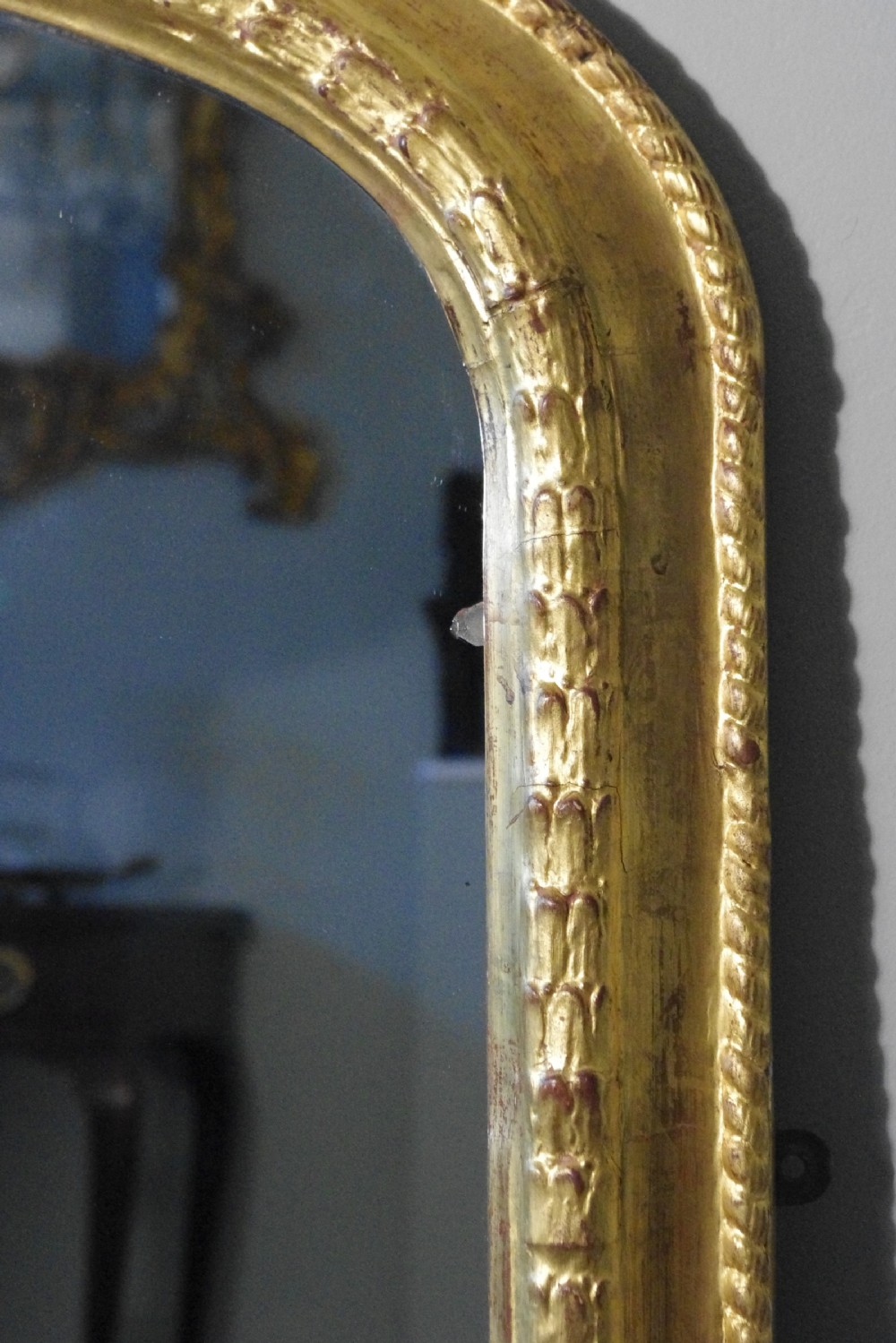 Gilt Large Arch Top Overmantle Mirror with Prince of Wales Feathers  View X