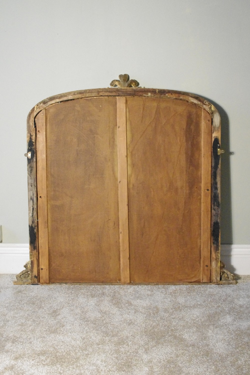 Gilt Large Arch Top Overmantle Mirror with Prince of Wales Feathers  View XI