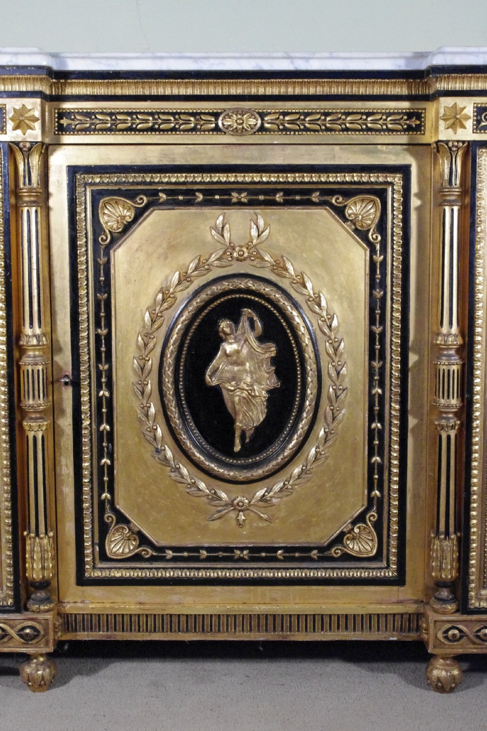 Ebonised and Parcel-Gilt Marble Top Credenza/Sideboard View V
