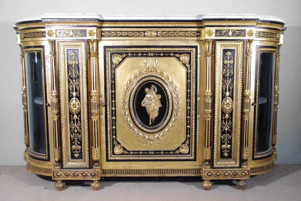 Ebonised and Parcel-Gilt Marble Top Credenza/Sideboard View XI
