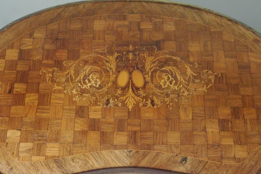 French Ormolu Mounted Kingwood Work/Occasional Table with Parquetry and Marquetry Inlay View VII
