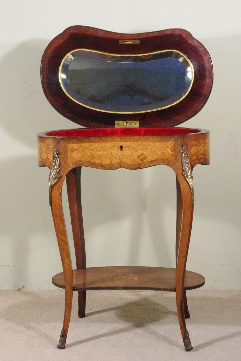 French Ormolu Mounted Kingwood Work/Occasional Table with Parquetry and Marquetry Inlay View VIII