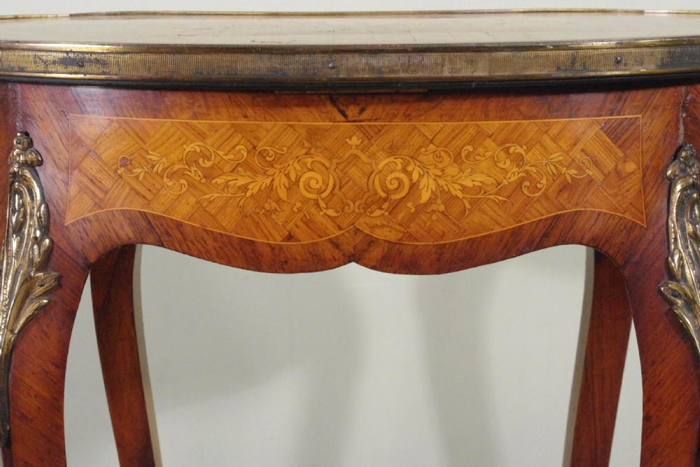 French Ormolu Mounted Kingwood Work/Occasional Table with Parquetry and Marquetry Inlay View XVI