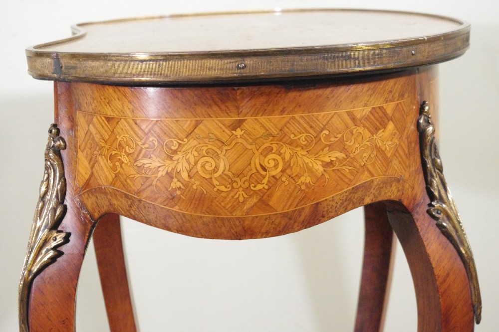 French Ormolu Mounted Kingwood Work/Occasional Table with Parquetry and Marquetry Inlay View XVII