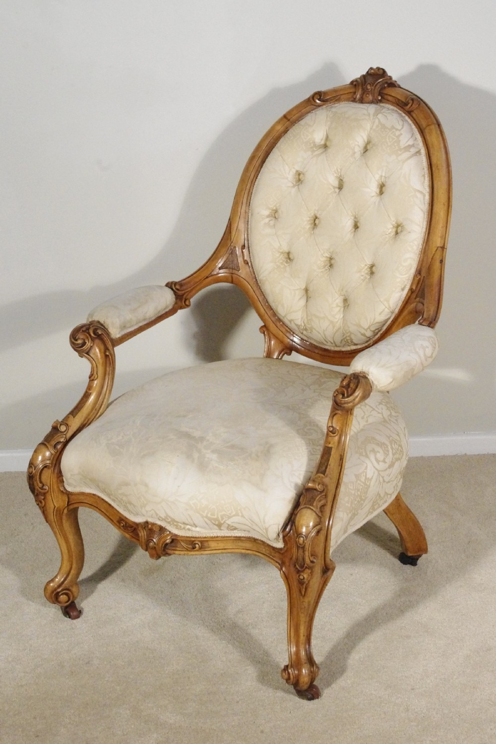 Victorian Walnut Button Back Armchair
