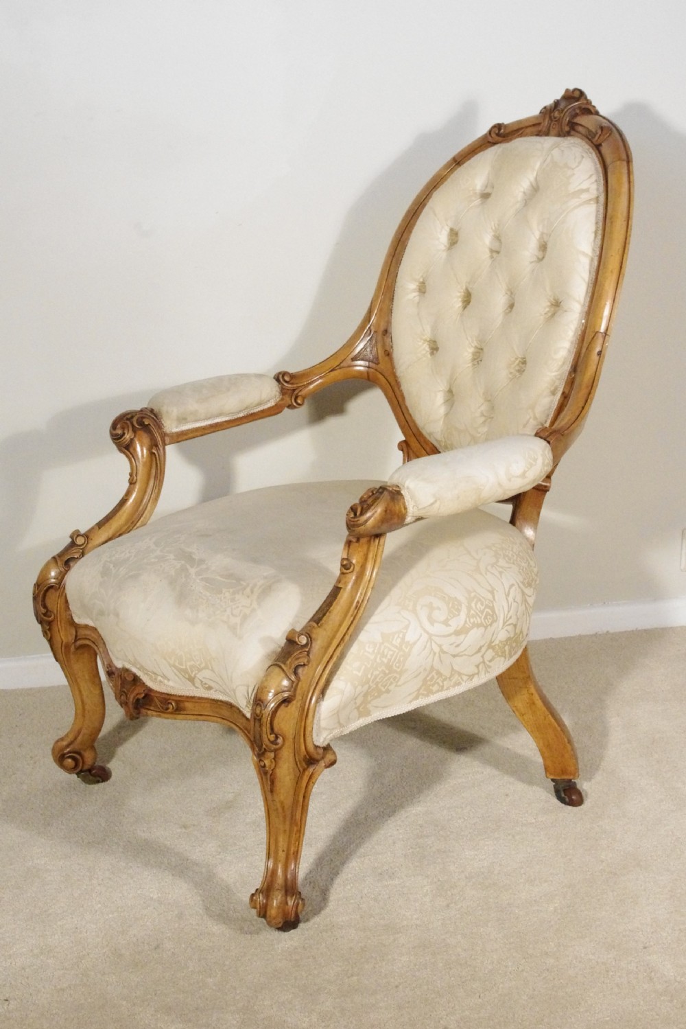 Victorian Walnut Button Back Armchair View III