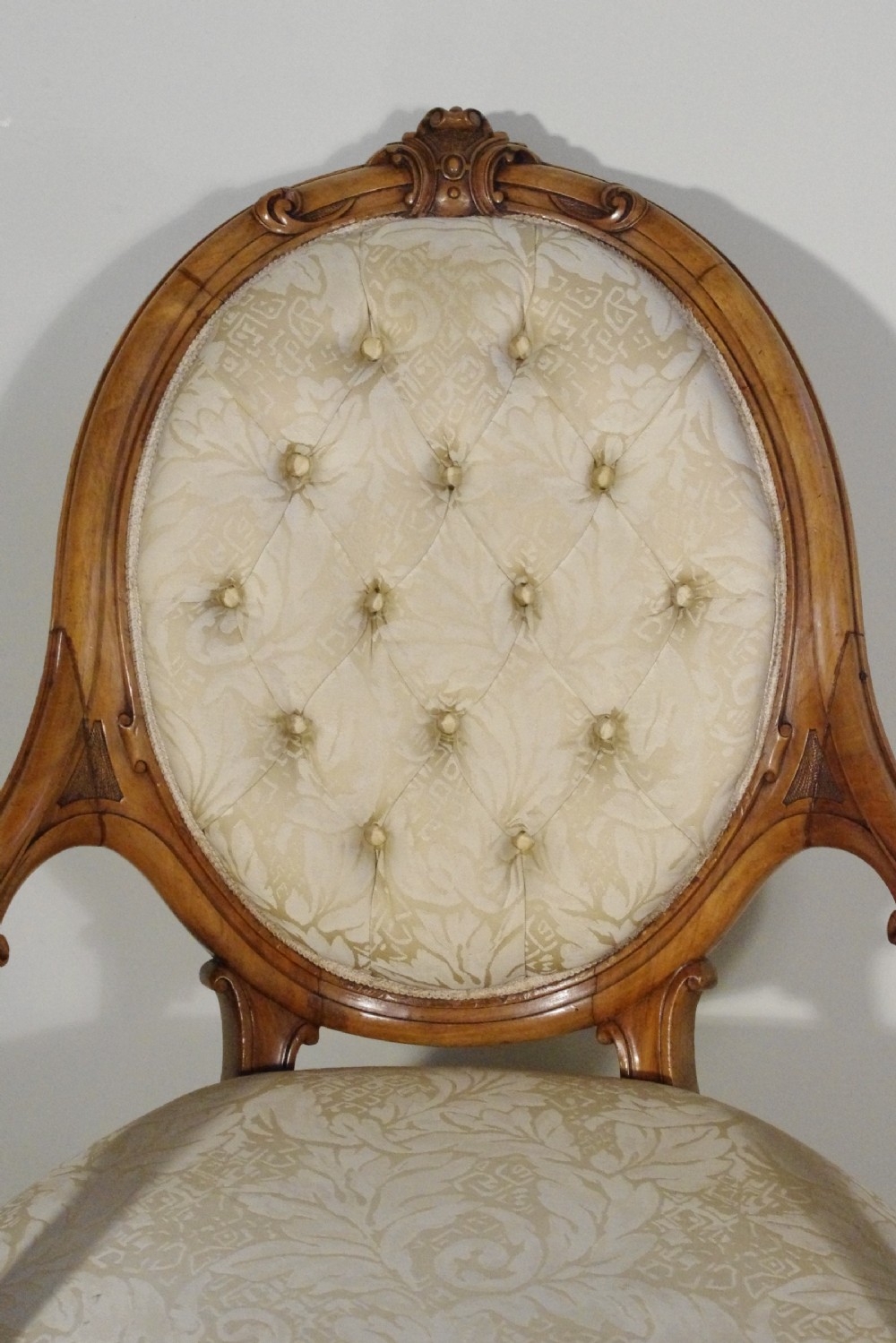 Victorian Walnut Button Back Armchair View VI