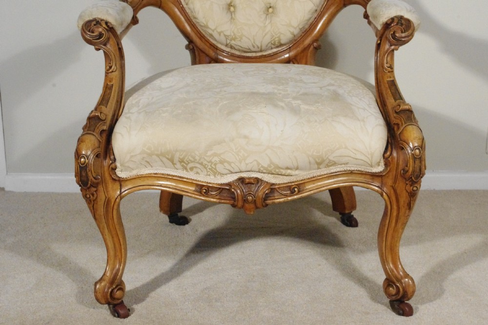 Victorian Walnut Button Back Armchair View VII