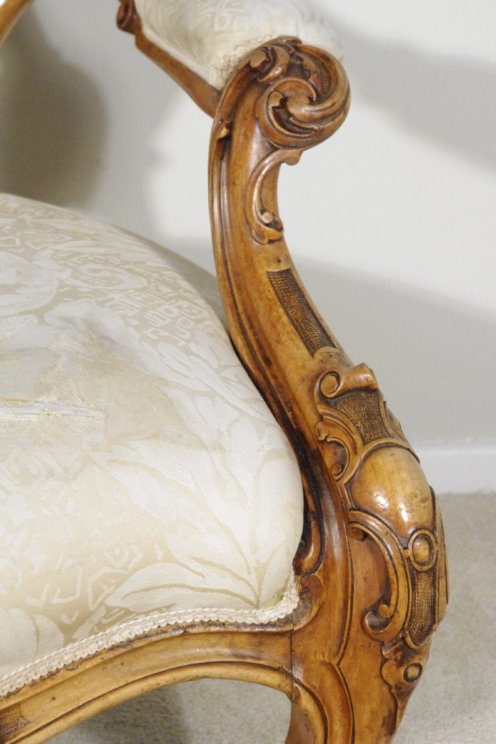 Victorian Walnut Button Back Armchair View X