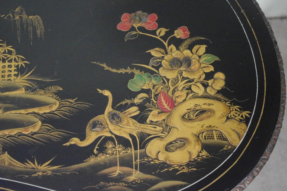 Black Lacquer and Gilt Chinoiserie Kidney- Shaped Writing/ Dressing Table Desk View XIII