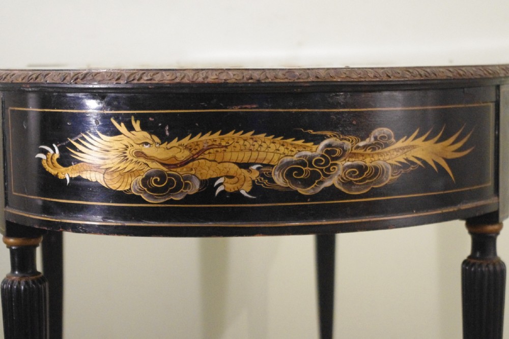 Black Lacquer and Gilt Chinoiserie Kidney- Shaped Writing/ Dressing Table Desk View XVIII
