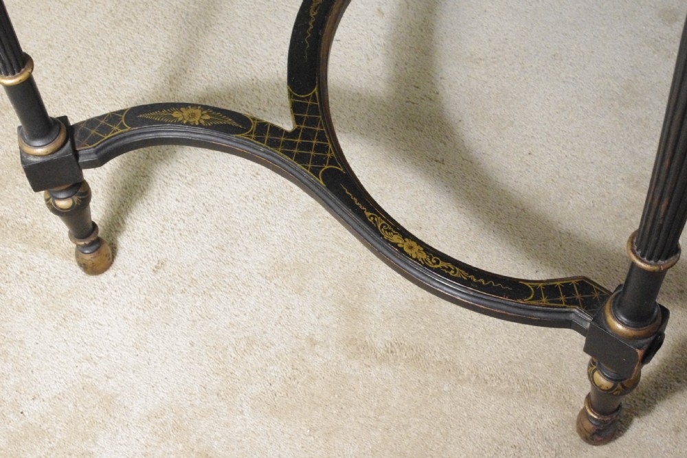 Black Lacquer and Gilt Chinoiserie Kidney- Shaped Writing/ Dressing Table Desk View XXI