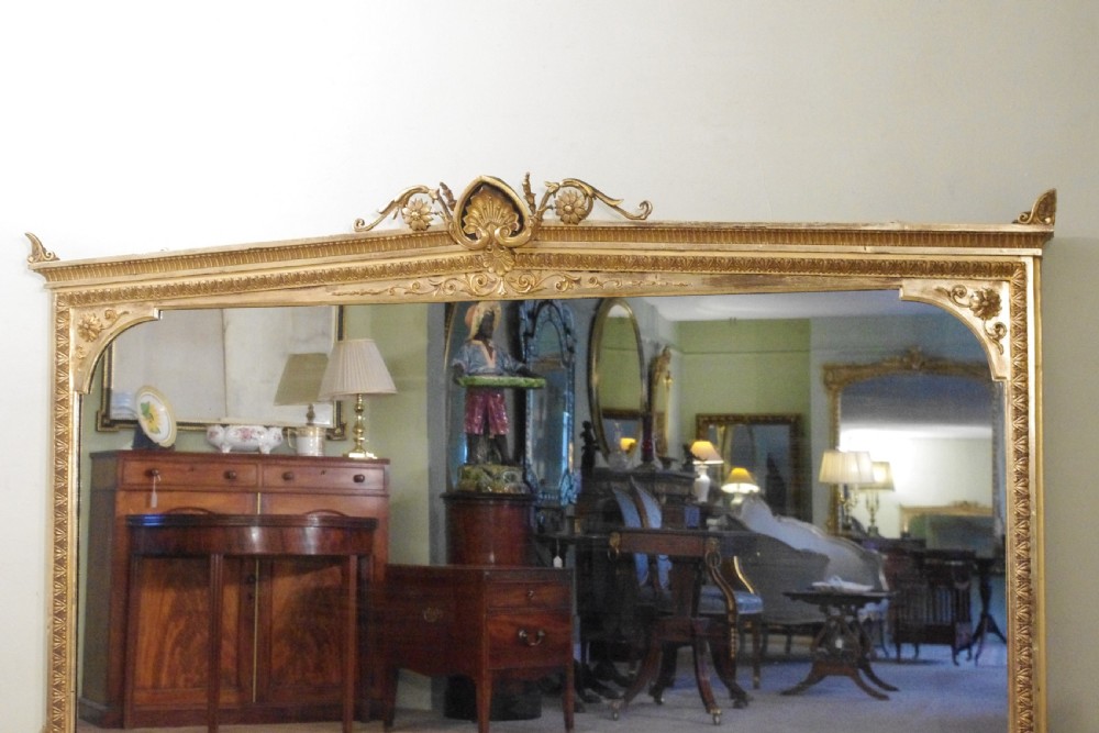 19th Century English Gilt Very Large Overmantle Mirror View II