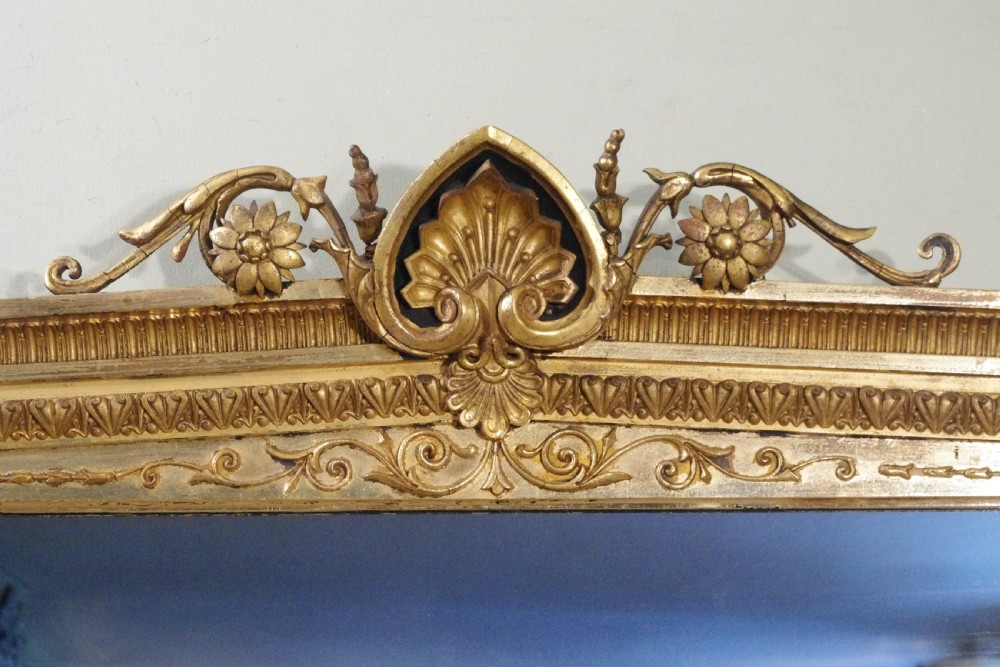 19th Century English Gilt Very Large Overmantle Mirror View III