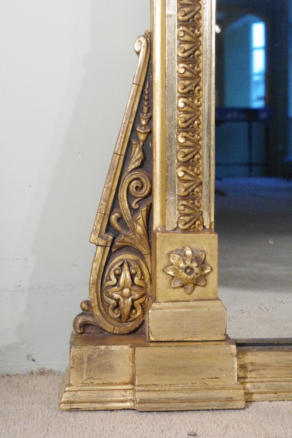 19th Century English Gilt Very Large Overmantle Mirror View VII
