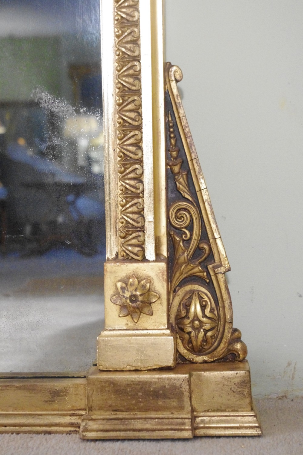 19th Century English Gilt Very Large Overmantle Mirror View VIII