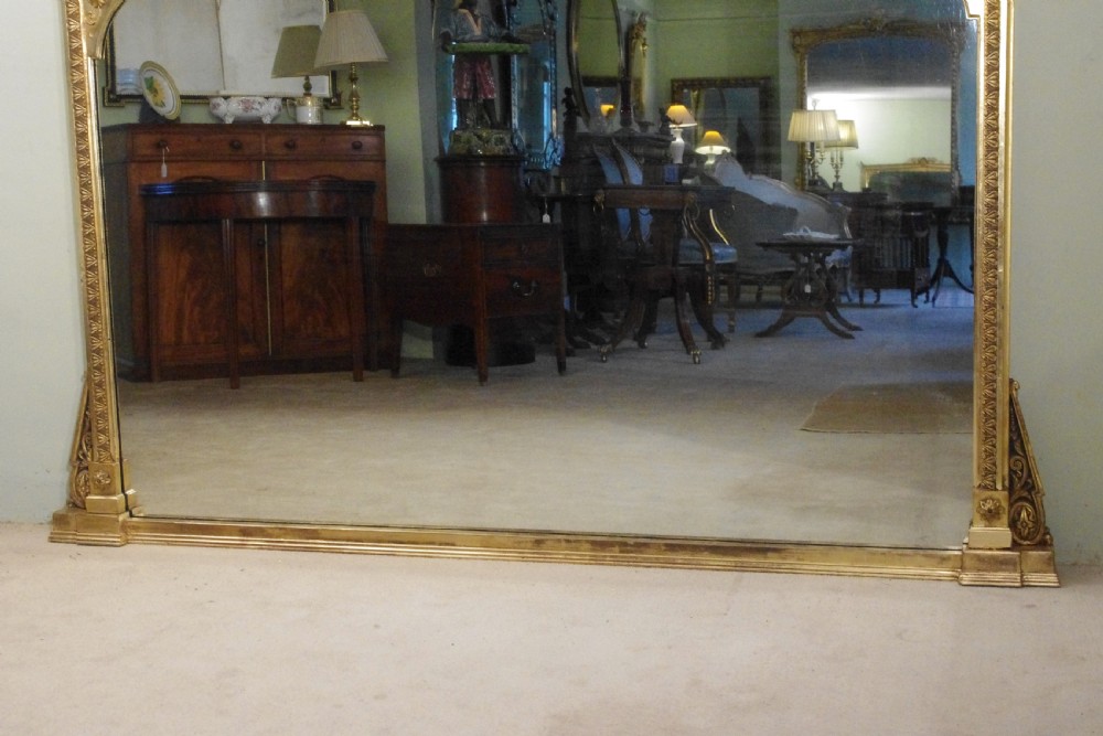 19th Century English Gilt Very Large Overmantle Mirror View IX