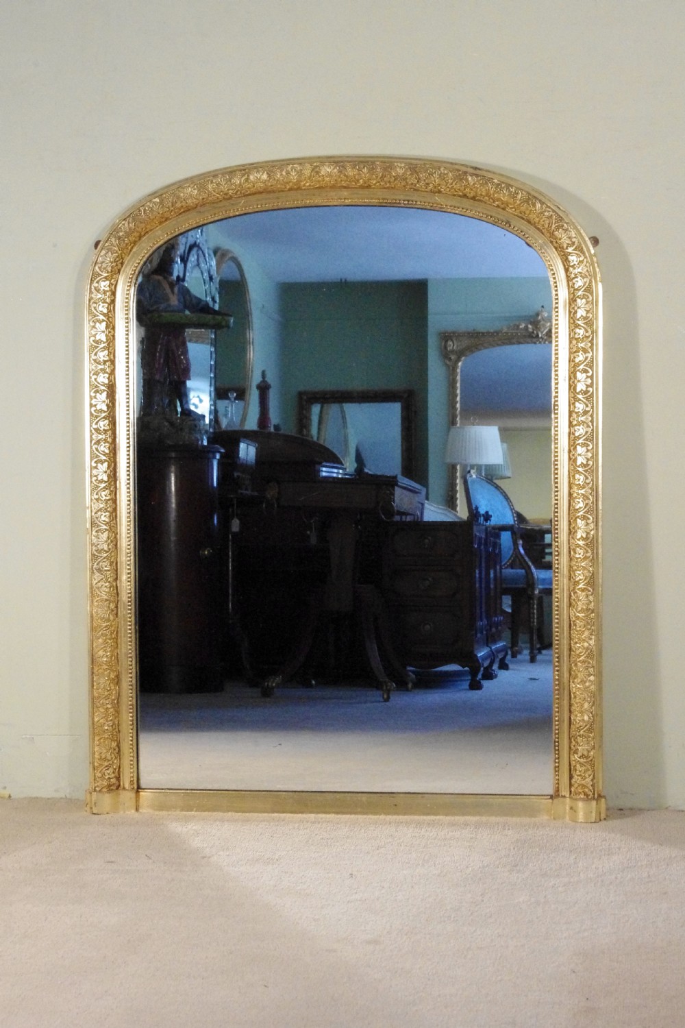 Victorian Gilt Arch Top Overmantle Mirror