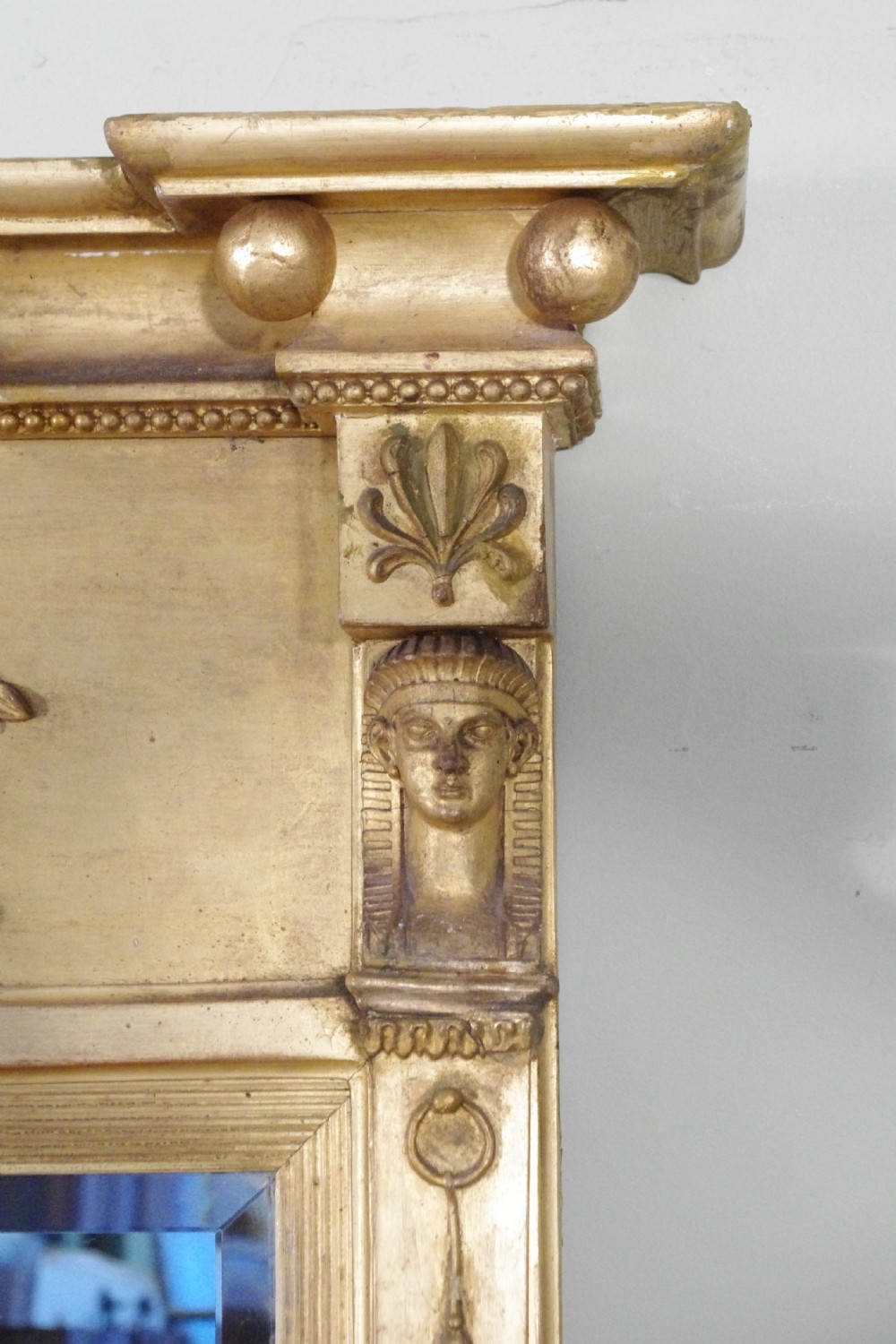 Regency Gilt Neoclassical Large Triple Plate Overmantle Mirror  View VIII