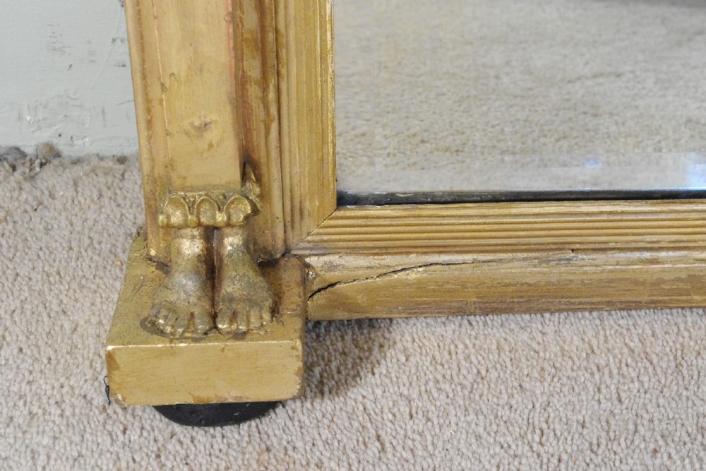 Regency Gilt Neoclassical Large Triple Plate Overmantle Mirror  View XI